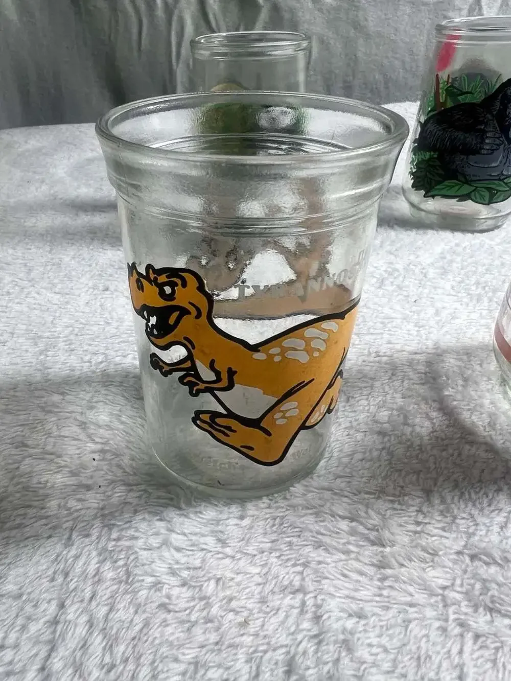 Set of 6 Vintage Welch's Jelly Jar Glasses Featuring Animals and Characters